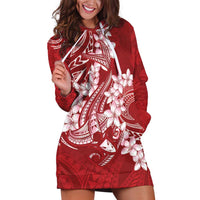 Red Polynesia Hammerhead Shark Tattoo With Plumeria Lei Hoodie Dress