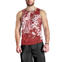 Red Polynesia Hammerhead Shark Tattoo With Plumeria Lei Men Tank Top LT14 - Polynesian Pride