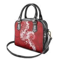Red Polynesia Hammerhead Shark Tattoo With Plumeria Lei Shoulder Handbag