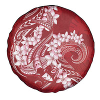 Red Polynesia Hammerhead Shark Tattoo With Plumeria Lei Spare Tire Cover LT14 - Polynesian Pride