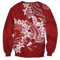 Red Polynesia Hammerhead Shark Tattoo With Plumeria Lei Sweatshirt LT14 - Polynesian Pride