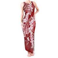 Red Polynesia Hammerhead Shark Tattoo With Plumeria Lei Tank Maxi Dress