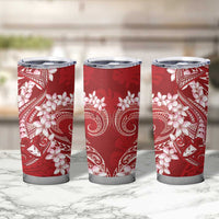 Red Polynesia Hammerhead Shark Tattoo With Plumeria Lei Tumbler Cup