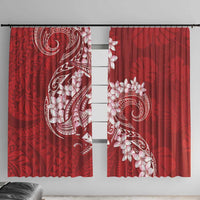 Red Polynesia Hammerhead Shark Tattoo With Plumeria Lei Window Curtain LT14 With Hooks Red - Polynesian Pride