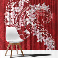 Red Polynesia Hammerhead Shark Tattoo With Plumeria Lei Window Curtain LT14 - Polynesian Pride