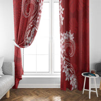Red Polynesia Hammerhead Shark Tattoo With Plumeria Lei Window Curtain LT14 - Polynesian Pride