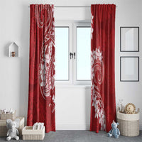 Red Polynesia Hammerhead Shark Tattoo With Plumeria Lei Window Curtain LT14 - Polynesian Pride