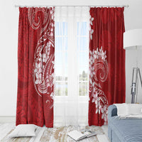 Red Polynesia Hammerhead Shark Tattoo With Plumeria Lei Window Curtain LT14 - Polynesian Pride