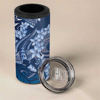 Navy Blue Polynesia Hammerhead Shark Tattoo With Plumeria Lei 4 in 1 Can Cooler Tumbler LT14 - Polynesian Pride