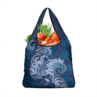 Navy Blue Polynesia Hammerhead Shark Tattoo With Plumeria Lei Grocery Bag LT14 1-pack One Size Navy Blue - Polynesian Pride