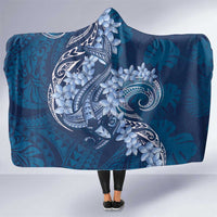 Navy Blue Polynesia Hammerhead Shark Tattoo With Plumeria Lei Hooded Blanket LT14 One Size Navy Blue - Polynesian Pride