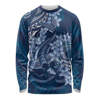 Navy Blue Polynesia Hammerhead Shark Tattoo With Plumeria Lei Long Sleeve Shirt LT14 Unisex Navy Blue - Polynesian Pride