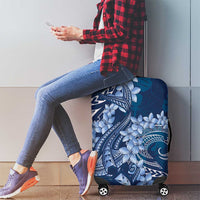 Navy Blue Polynesia Hammerhead Shark Tattoo With Plumeria Lei Luggage Cover