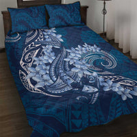 Navy Blue Polynesia Hammerhead Shark Tattoo With Plumeria Lei Quilt Bed Set LT14 Navy Blue - Polynesian Pride