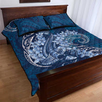 Navy Blue Polynesia Hammerhead Shark Tattoo With Plumeria Lei Quilt Bed Set LT14 - Polynesian Pride