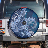 Navy Blue Polynesia Hammerhead Shark Tattoo With Plumeria Lei Spare Tire Cover LT14 Navy Blue - Polynesian Pride