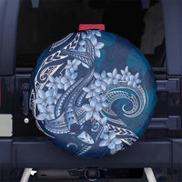 Navy Blue Polynesia Hammerhead Shark Tattoo With Plumeria Lei Spare Tire Cover LT14 No hole Navy Blue - Polynesian Pride