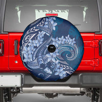 Navy Blue Polynesia Hammerhead Shark Tattoo With Plumeria Lei Spare Tire Cover LT14 - Polynesian Pride