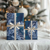 Navy Blue Polynesia Hammerhead Shark Tattoo With Plumeria Lei Wrapping Paper LT14 - Polynesian Pride
