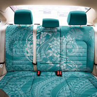 Teal Polynesia Hammerhead Shark Tattoo With Plumeria Lei Back Car Seat Cover LT14 - Polynesian Pride
