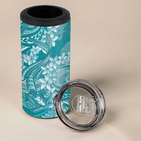 Teal Polynesia Hammerhead Shark Tattoo With Plumeria Lei 4 in 1 Can Cooler Tumbler LT14 - Polynesian Pride