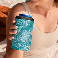 Teal Polynesia Hammerhead Shark Tattoo With Plumeria Lei 4 in 1 Can Cooler Tumbler LT14 - Polynesian Pride