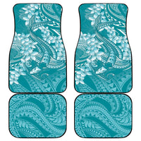 Teal Polynesia Hammerhead Shark Tattoo With Plumeria Lei Car Mats LT14 - Polynesian Pride