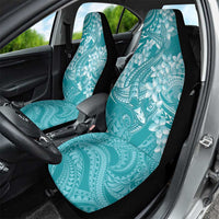 Teal Polynesia Hammerhead Shark Tattoo With Plumeria Lei Car Seat Cover LT14 - Polynesian Pride