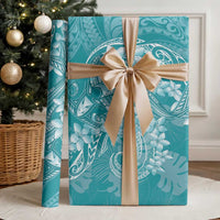 Teal Polynesia Hammerhead Shark Tattoo With Plumeria Lei Wrapping Paper LT14 - Polynesian Pride