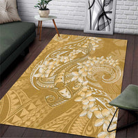 Yellow Polynesia Hammerhead Shark Tattoo With Plumeria Lei Area Rug