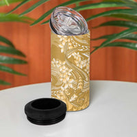 Yellow Polynesia Hammerhead Shark Tattoo With Plumeria Lei 4 in 1 Can Cooler Tumbler LT14 - Polynesian Pride