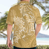 Yellow Polynesia Hammerhead Shark Tattoo With Plumeria Lei Hawaiian Shirt LT14 - Polynesian Pride