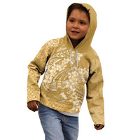 Yellow Polynesia Hammerhead Shark Tattoo With Plumeria Lei Kid Hoodie LT14 - Polynesian Pride