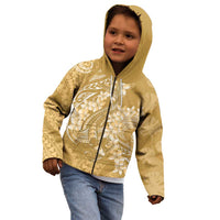 Yellow Polynesia Hammerhead Shark Tattoo With Plumeria Lei Kid Hoodie LT14 - Polynesian Pride