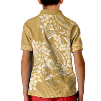 Yellow Polynesia Hammerhead Shark Tattoo With Plumeria Lei Kid Polo Shirt