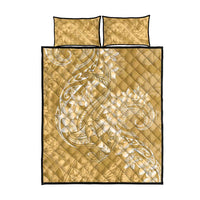 Yellow Polynesia Hammerhead Shark Tattoo With Plumeria Lei Quilt Bed Set LT14 - Polynesian Pride