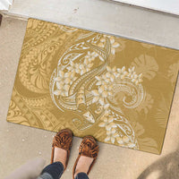 Yellow Polynesia Hammerhead Shark Tattoo With Plumeria Lei Rubber Doormat LT14 - Polynesian Pride