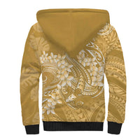 Yellow Polynesia Hammerhead Shark Tattoo With Plumeria Lei Sherpa Hoodie LT14 - Polynesian Pride