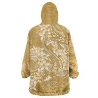 Yellow Polynesia Hammerhead Shark Tattoo With Plumeria Lei Wearable Blanket Hoodie LT14 - Polynesian Pride