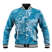 Blue Polynesia Hammerhead Shark Tattoo With Plumeria Lei Baseball Jacket LT14 Unisex Blue - Polynesian Pride
