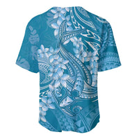 Blue Polynesia Hammerhead Shark Tattoo With Plumeria Lei Baseball Jersey