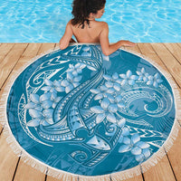 Blue Polynesia Hammerhead Shark Tattoo With Plumeria Lei Beach Blanket LT14 - Polynesian Pride