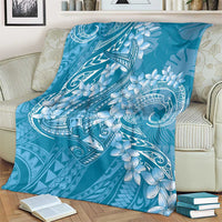 Blue Polynesia Hammerhead Shark Tattoo With Plumeria Lei Blanket LT14 - Polynesian Pride