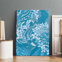 Blue Polynesia Hammerhead Shark Tattoo With Plumeria Lei Canvas Wall Art LT14 - Polynesian Pride