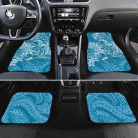 Blue Polynesia Hammerhead Shark Tattoo With Plumeria Lei Car Mats LT14 Set 4pcs Blue - Polynesian Pride