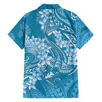 Blue Polynesia Hammerhead Shark Tattoo With Plumeria Lei Family Matching Puletasi and Hawaiian Shirt LT14 - Polynesian Pride