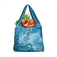 Blue Polynesia Hammerhead Shark Tattoo With Plumeria Lei Grocery Bag LT14 1-pack One Size Blue - Polynesian Pride