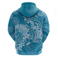 Blue Polynesia Hammerhead Shark Tattoo With Plumeria Lei Hoodie