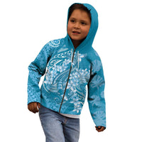 Blue Polynesia Hammerhead Shark Tattoo With Plumeria Lei Kid Hoodie LT14 - Polynesian Pride