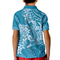 Blue Polynesia Hammerhead Shark Tattoo With Plumeria Lei Kid Polo Shirt